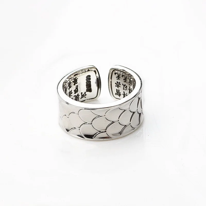 

fine silver heart sutra opening ring joker bright surface squama silver mustard restoring ancient ways men and women