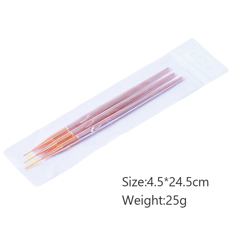 3 шт./компл. искусство ногтей брикет кисть розовое золото ручка цветок линия сетка