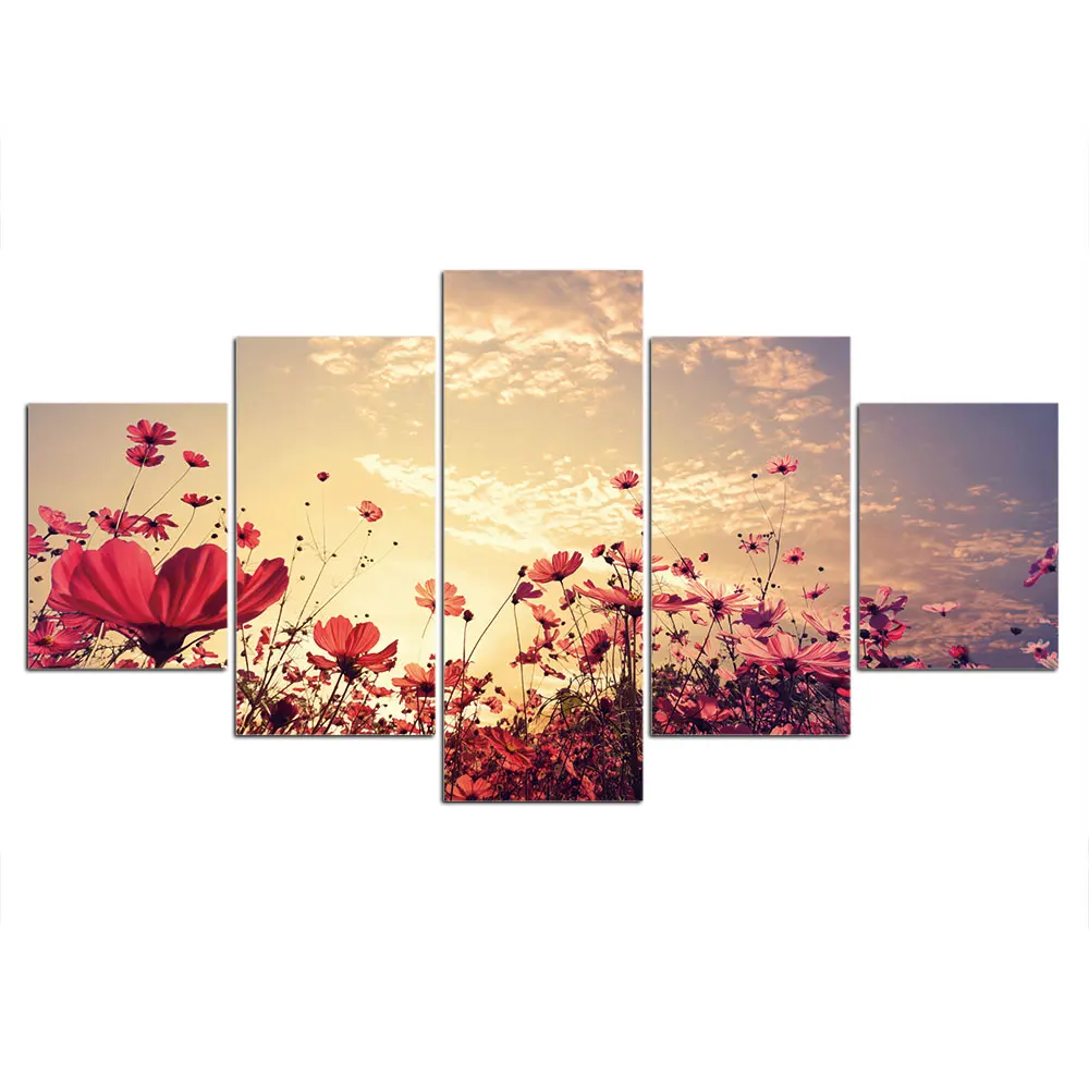 5 панели для плакатов и печать на холсте декоративная живопись закат красный