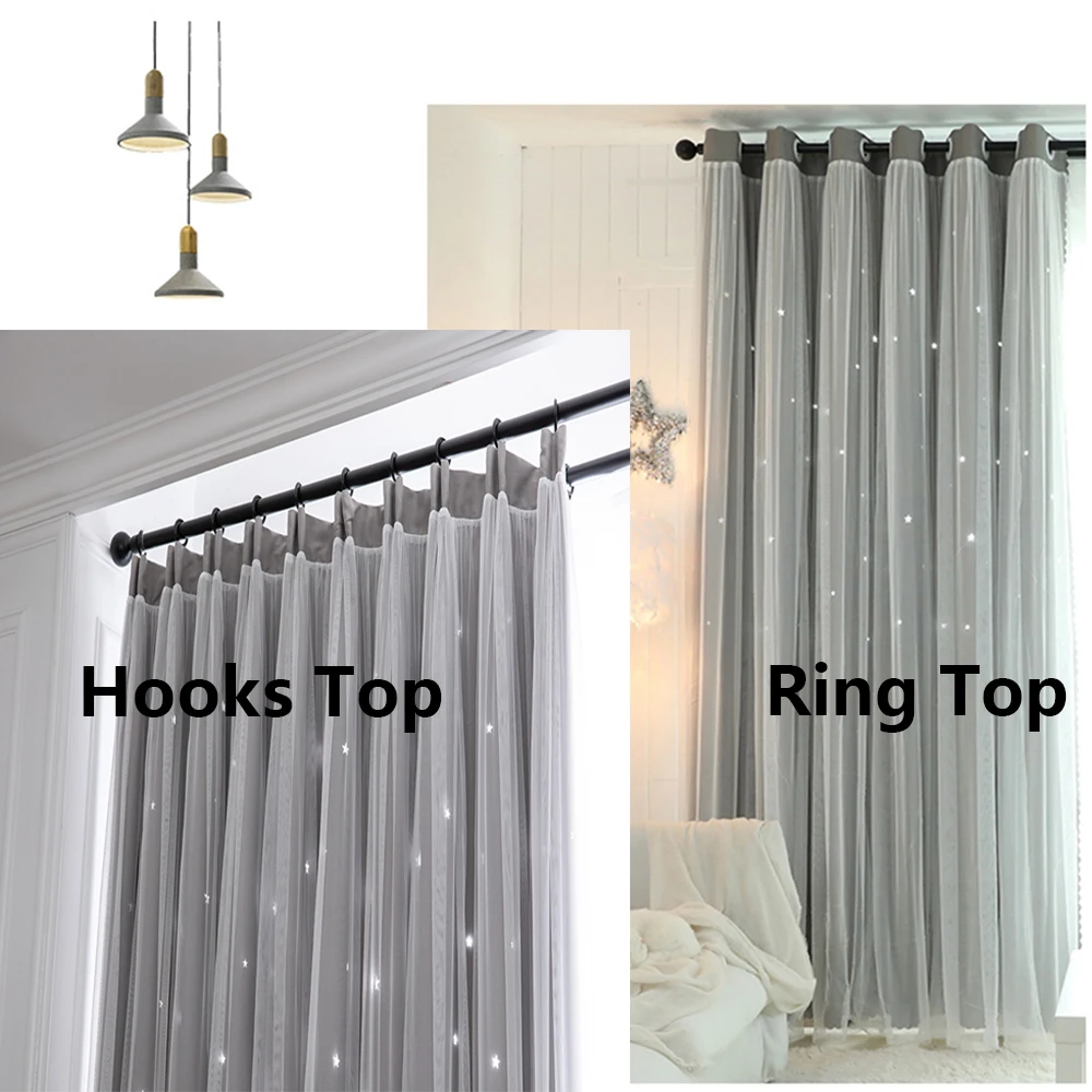 

Blackout Curtains For Bedroom Window Treatment Double Layer Hollow Out Star Drapes Blackout Curtains Finished Blinds
