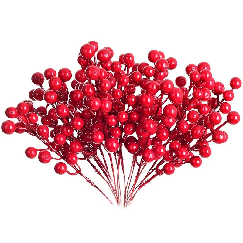 

20 Pack 8inch Artificial Christmas Red Berries Stems for Christmas Tree Ornaments,DIY Xmas Wreath,Holiday and Home Decor