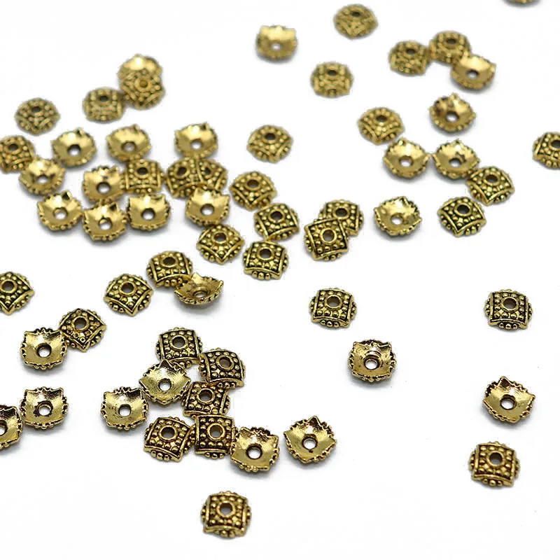 

8MM 200pcs Zinc Alloy End Caps For DIY Jewelry Making accessories Bead Caps Tibetan Silver Plated Flower Spacer Beads Charms