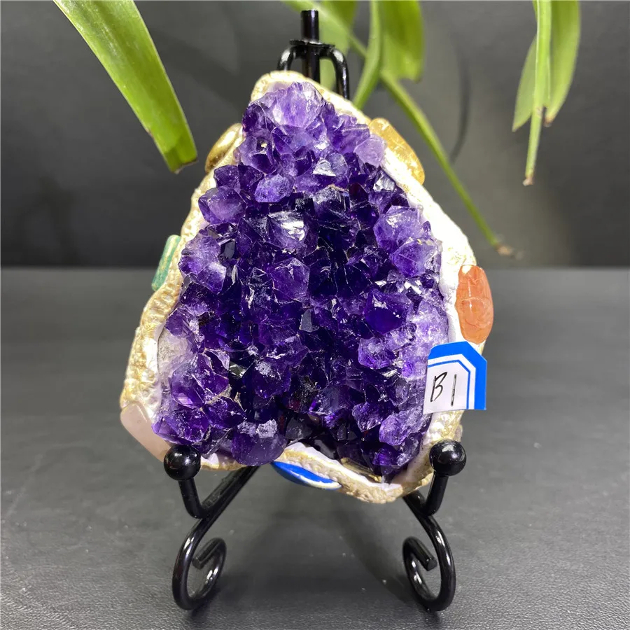 

TOP Natural Purple Amethyst Cathedral Quartz Crystal Cluster Mineral Specimen from Brazil