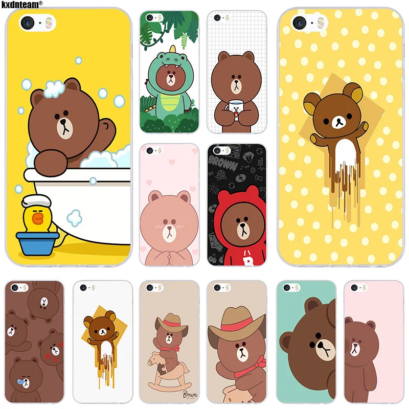 Мягкие силиконовые прозрачные телефонные чехлы из ТПУ с милым медведем Rilakkuma для