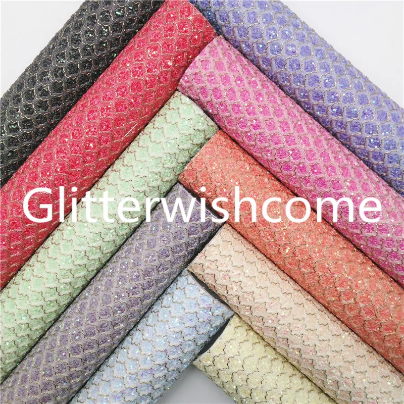 Искусственная кожа Glitterwishcome 21 х29 см Размер A4 сетчатая массивная блестящая ткань