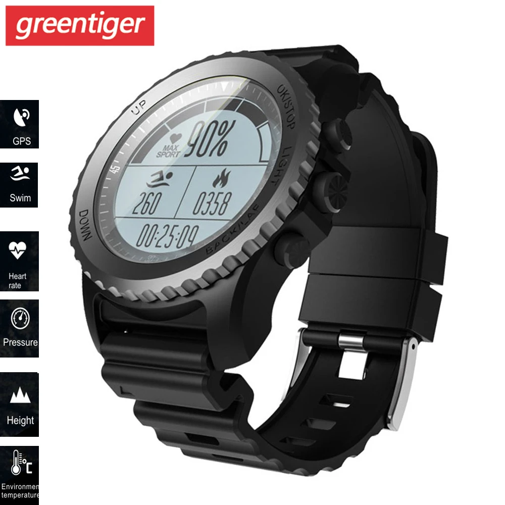 S968 GPS Смарт часы IP68 водонепроницаемый монитор сердечного ритма шагомер Плавание