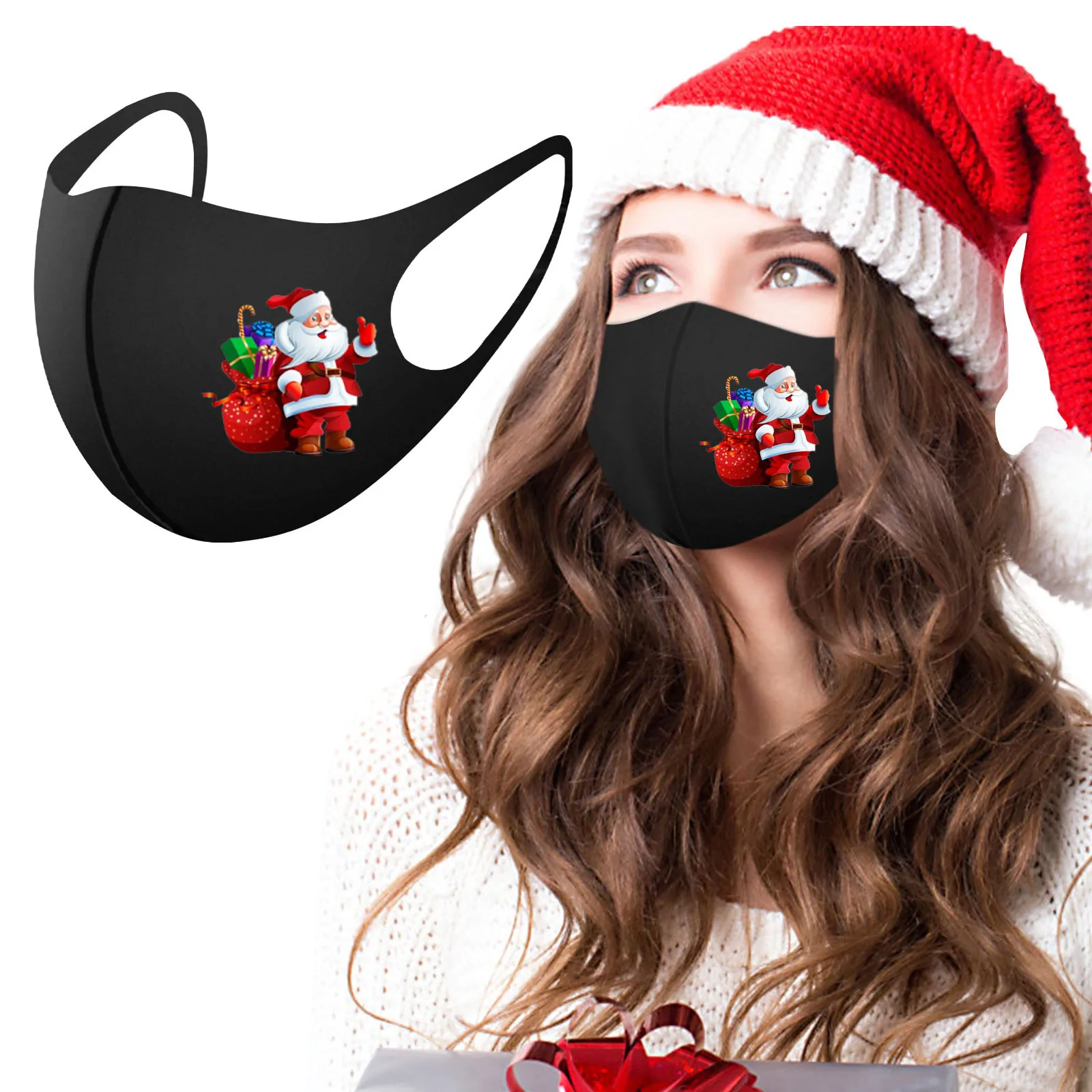 1 шт. комбинированная Рождественская маска для улицы многоразовая защитная |