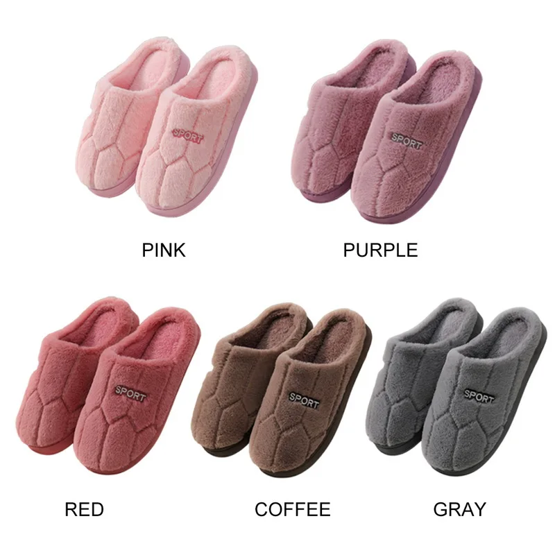 

Women Warm Home Plush Slippers Couples Solid Colors Warm Non-slip Floor House Slippers Indoor Shoes Man Floor Slides