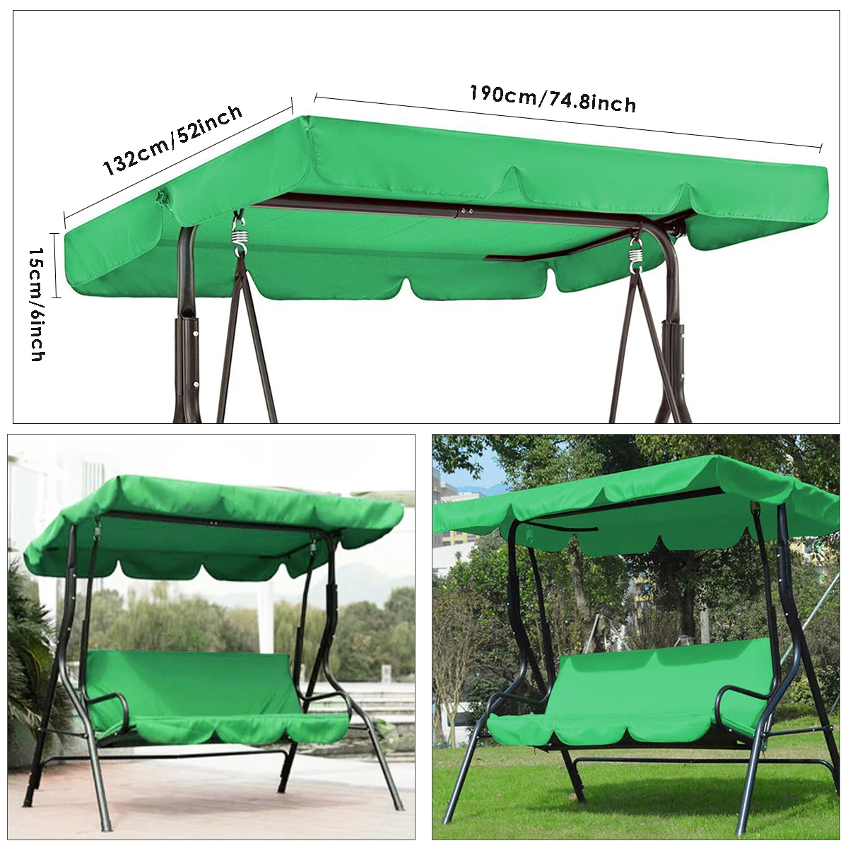 

Patio Swing Cover Set Waterproof Swing Canopy Seat Top Cover + Swing Seat Cover for Garden Patio Swing