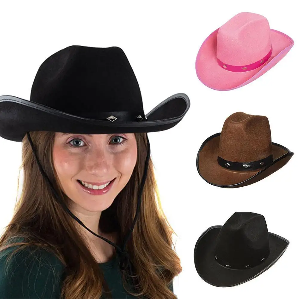 

Studded Cowboy Hat Kangaroo Dick Cowboy Hat Black Big-edge Halloween Felt Hat Men And Women Outdoor Hat Rider Hat