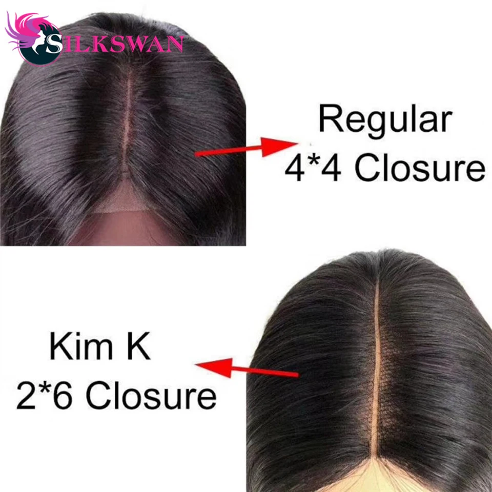 Silkswan человеческие волосы коричневый кружево 2x6 Ким к пряди закрытие шнурка с