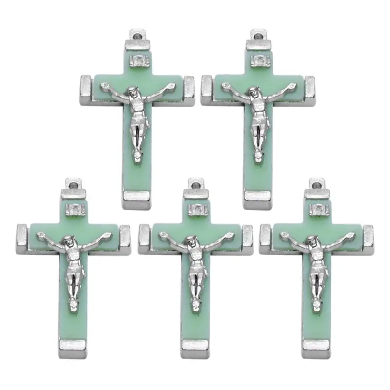 

5x металлический светящийся кулон с изображением Иисуса Христа, крестиков, светящихся в темноте, ювелирные украшения, религиозный подарок, м...