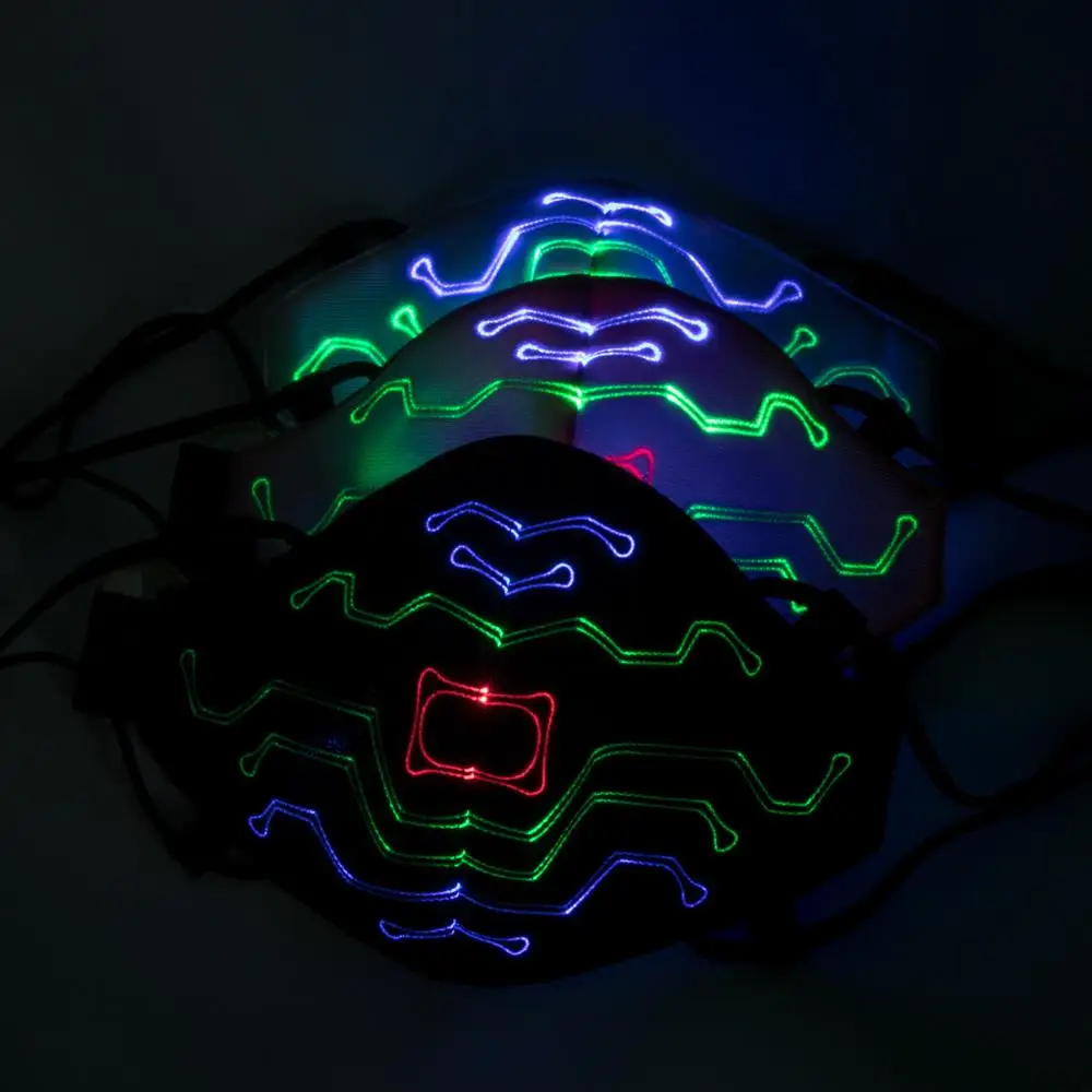 Светодиодная светящаяся маска для лица со звуковым управлением Карнавальная