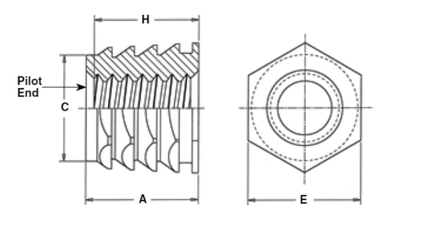 NFPC-M3/M3.5/M4/M5/M6/M8 256/440/632/832/024/032/0420/0518 Пресс-в резьбовые вставки пруток шестигранного