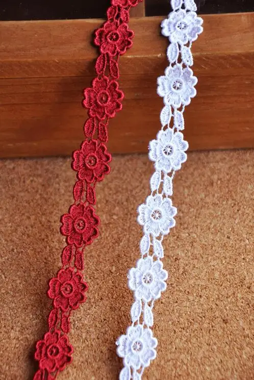 3 метра вышитый белый бордовый кружевной край отделка Лента для аппликации