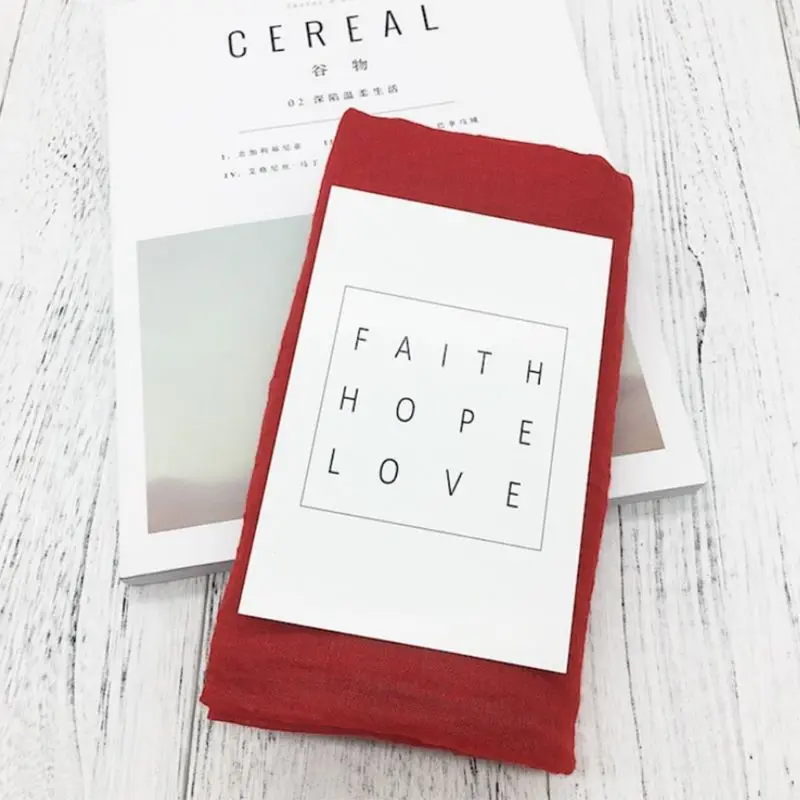 Женский однотонный длинный шарф винтажный хлопковый льняной большой шаль