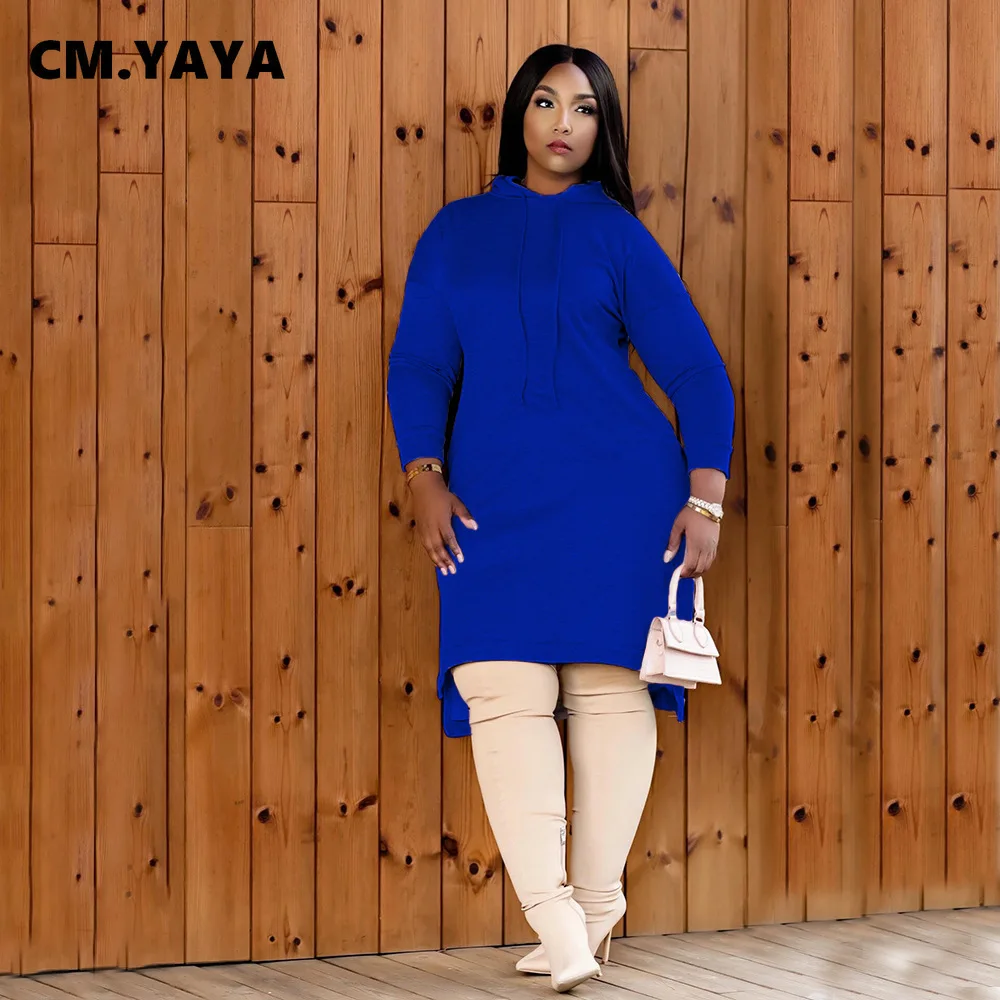 Женское асимметричное платье-свитшот с капюшоном и длинным рукавом | Женская