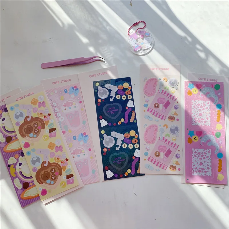 

Korean INS Cold Drink Heart-shaped Border Gooka Sticker Scrapbooking Idol Card DIY Happy Planning Stationery Decorative Stickers