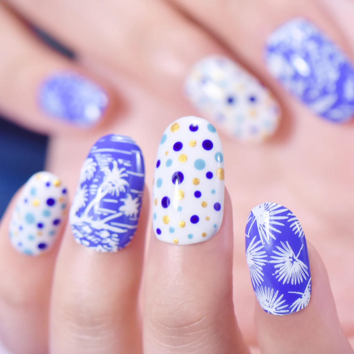 Пластины для стемпинга ногтей из нержавеющей стали в летнем фэнтезийном стиле с