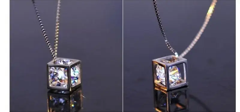 Стерлинговое Серебро Ювелирные наборы циркон квадратное ожерелье куб + серьги