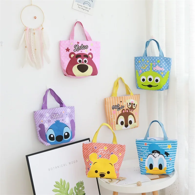 

Disney cartoon Mickey Mouse Stitch Pooh bear portable canvas bag mobile phone bag lunch bag storage bag