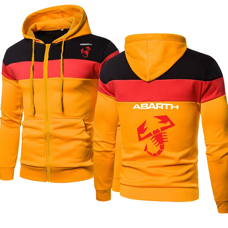 

Casual Abarth Car Logo Printing Spring Autumn Fashion Splicing Men's jackets Cotton Harajuku High Quality Men's Zip Jacket