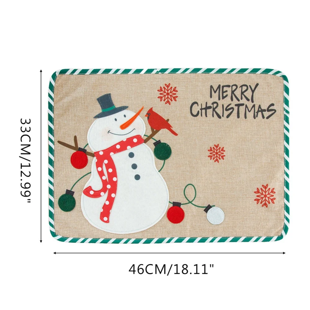 Christmas Placemat Snowman Santa Claus Merry Decoration For Home Navidad Dining Table Supplies Ornaments | Дом и сад