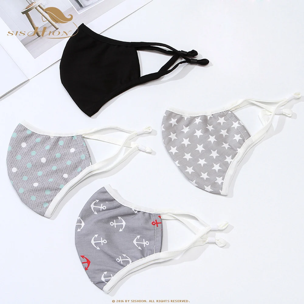 

Маска для лица Sishion PM 2,5, хлопковая дышащая тонкая модная черная маска с принтом для пар, SP1047