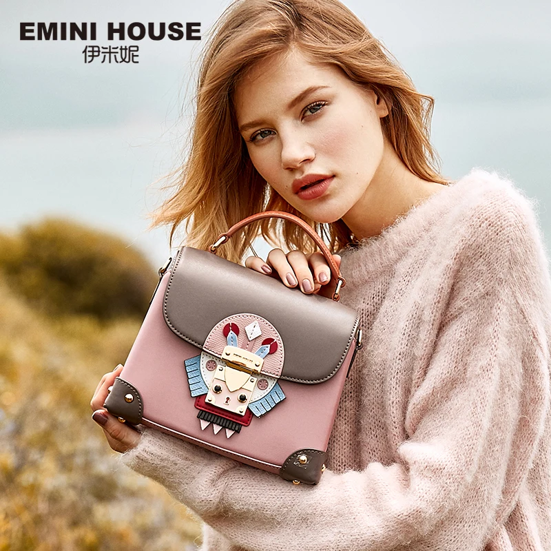 EMINI HOUSE, сумка в индийском стиле, роскошные сумки, женские сумки, дизайнерские, разделенная кожа, сумка в коробке, сумки через плечо для женщин, сумка на плечо