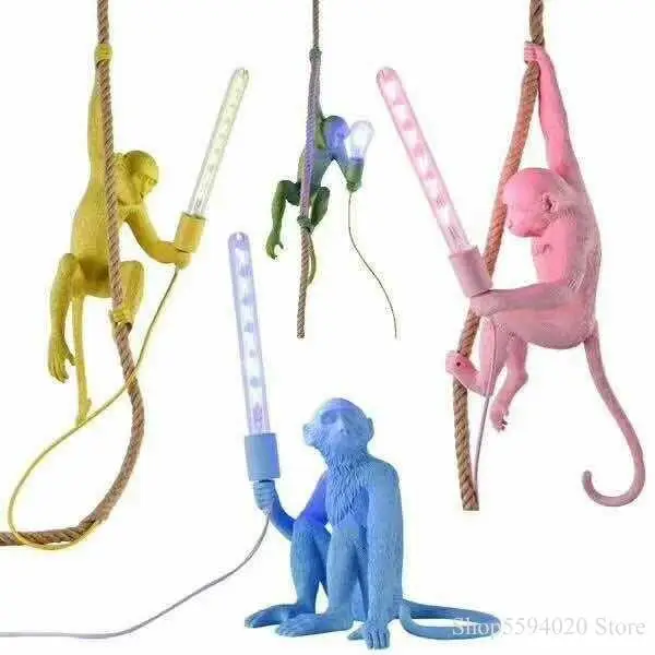 Ретро-лампа в форме обезьяны итальянского дизайна люстра для спальни Подвесная