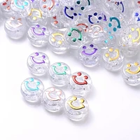50100150200pcs transparent mixed scallion powder smiling beads charms bracelet necklace for jewelry making diy accessories