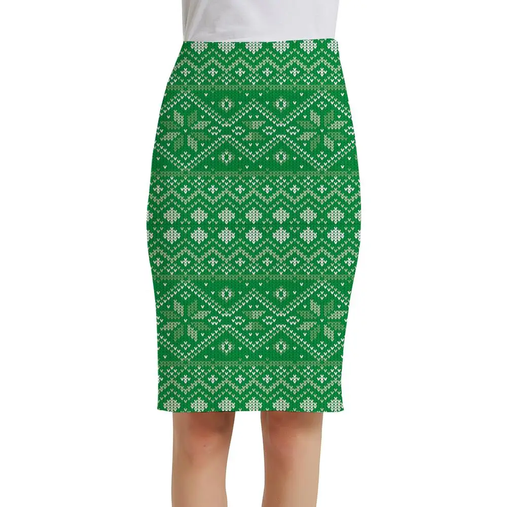 Snowflake Office Green Elegant Ladies Skirts Womens Summer C