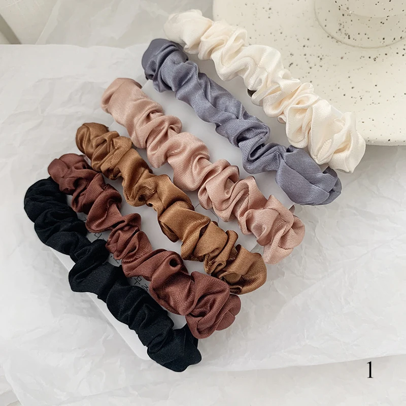 

6Pcs/Set Satin Silk Solid Color Scrunchies Elastic Hair Bands New Women Girls Hair Accessories Ponytail Holder Hair Ties Rope