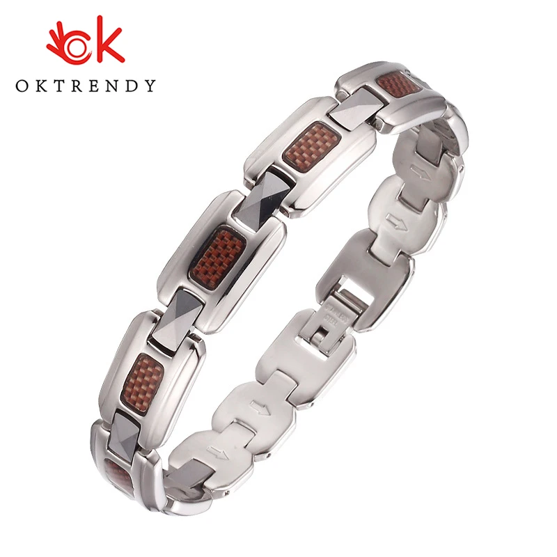 Мужской браслет из вольфрама Oktrendy роскошный серебряный ручной работы мужские