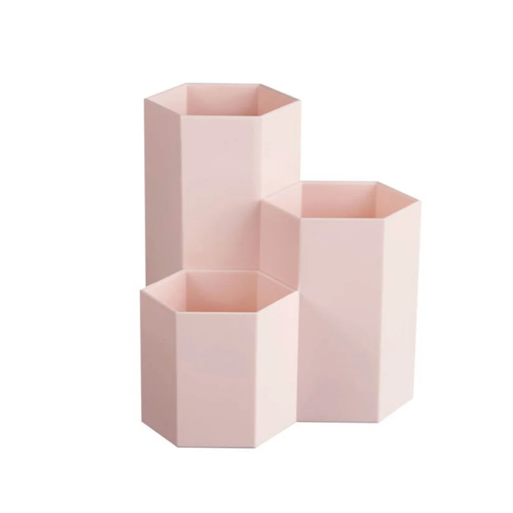

Creative Hexagonal Pen Holder Container Organizer Desktop Storage Box Student Office Supplies )