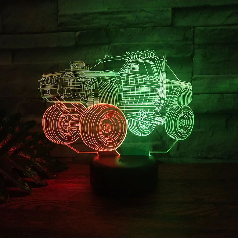 

Colorful led 3D Optical Illusion Tractor Night Light 7 Colors Touch Table Desk Lamp for Home Bedroom Decor Boys Gift Toys