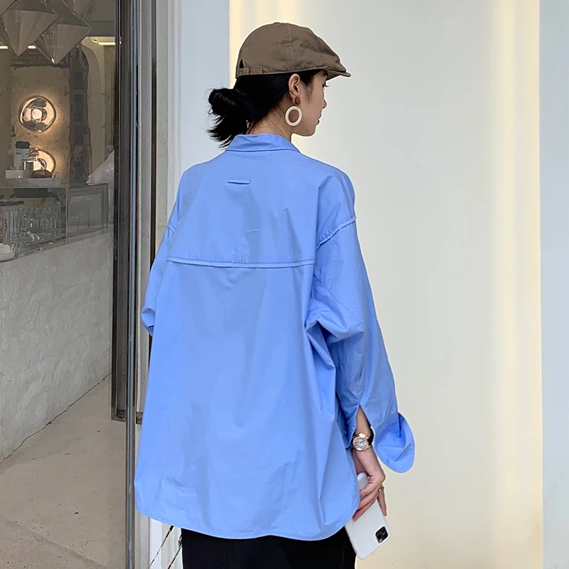 

XITAO Asymmetrical Casual Blouse Women Trendy Fashion New Style Split Side Turn Down Collar Single Breasted Loose Slim ZXR1416