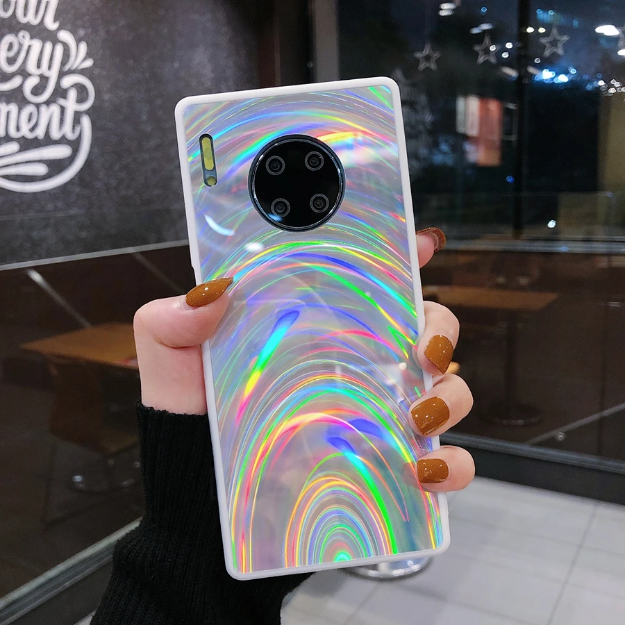 Радужный зеркальный блестящий чехол для телефона Huawei Mate 20 30 P20 P30 P40 Pro Lite Мягкий из