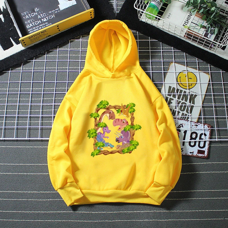 

3-14T Girls Dinosaur Graphic Children Hoodies Funny Sweatshirts for Boys Clothes Kids Outerwear Autumn Baby Long Sleeve Tops