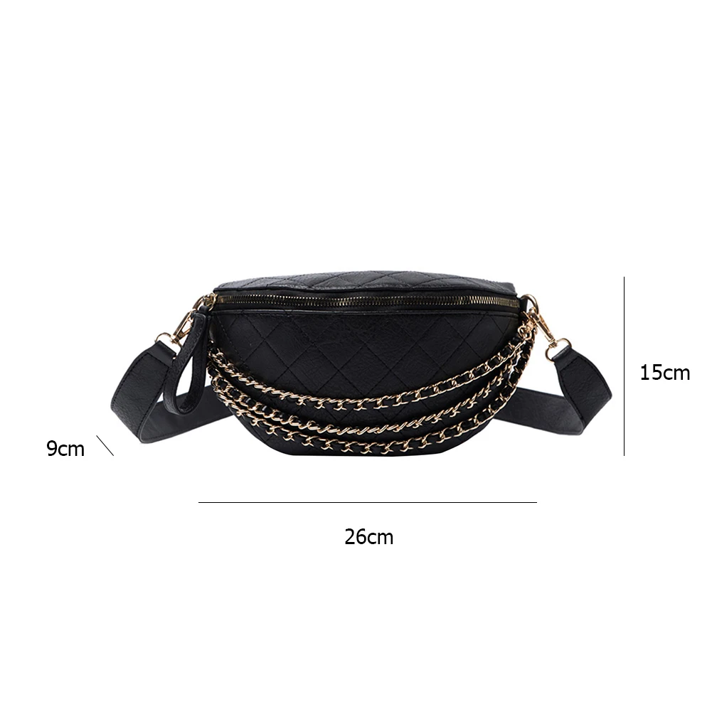 

Fashion Lattice Pattern Chest Bag Women Solid Color Multi-layer Chain Fanny Belt Pouch Daily Travel Crossbody Shoulder Bags