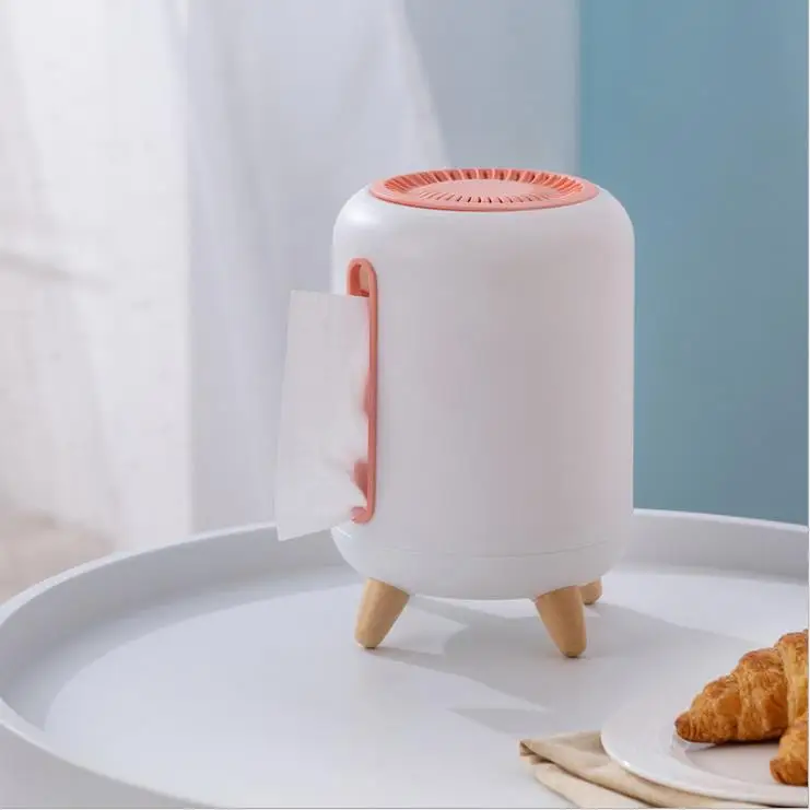 Креативная коробка для салфеток цилиндрической формы с бамбуковым древесным