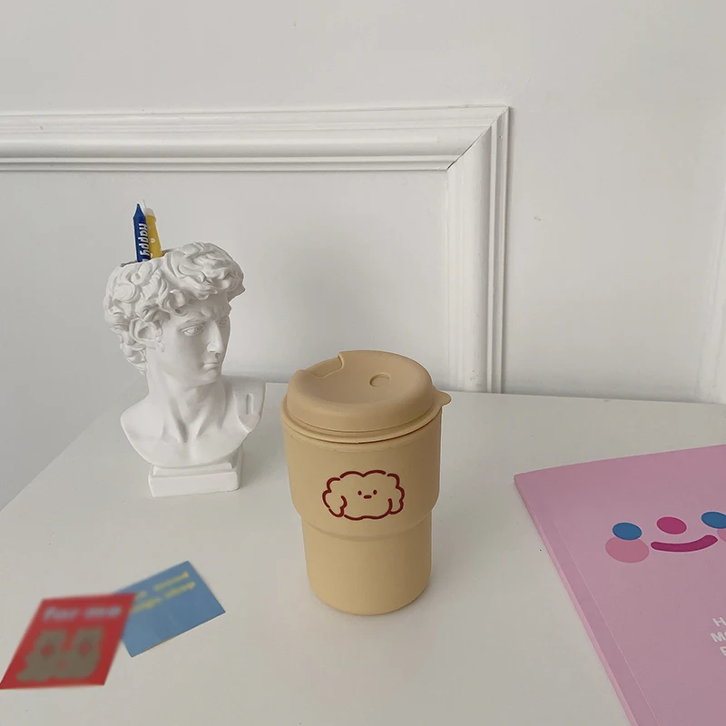 

New Cute Clouds Puppy Curly Yellow Coffee Cup Portable Water Cup Food Handy Cup#Q