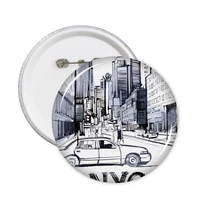 nyc love new york city america landscape round pins badge button clothing decoration gift 5pcs