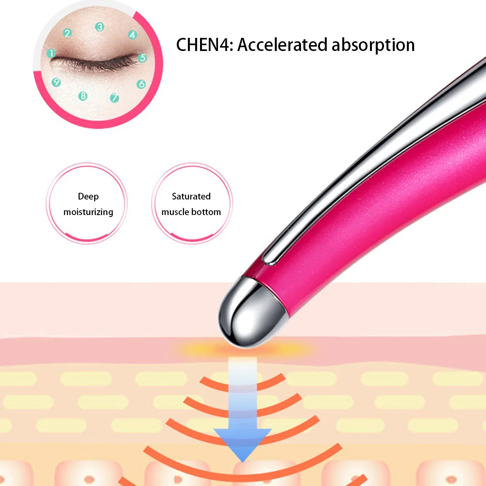 

Eye Massager Electric Eye Massage Device Facial Massager Pen Negative Ion Photon Therapy Wrinkles Removal Eye Skin Care Rose Red