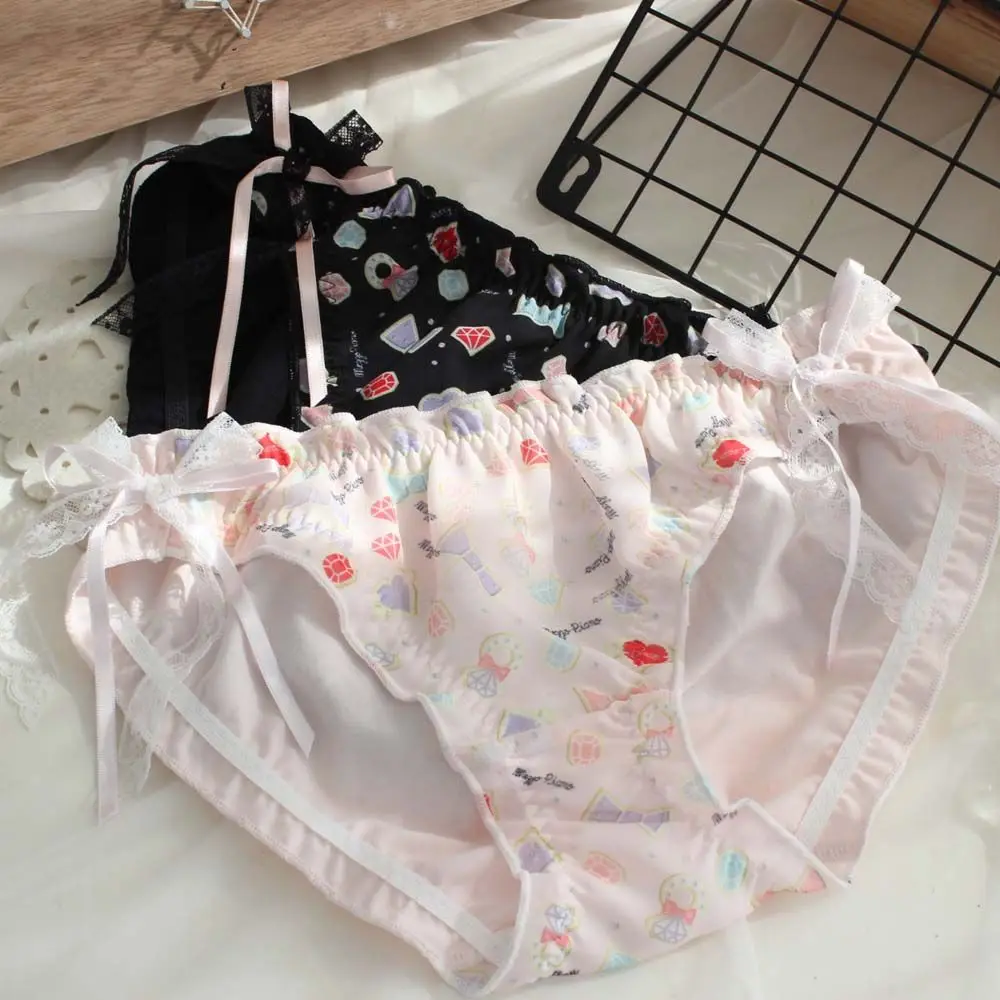 

Women Sexy Lace Lingerie Temptation Panties Sweet Ruffles Floral Underpants Female Transparent Hollow Out Briefs Underwear