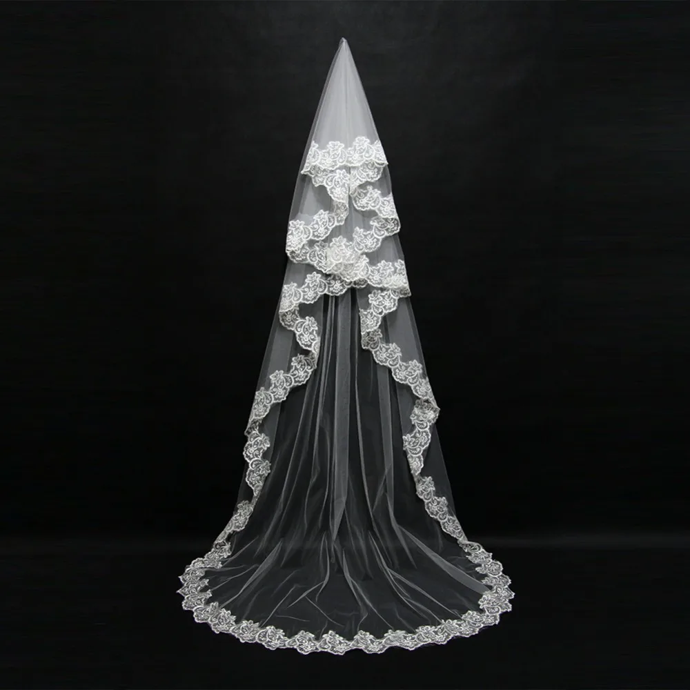 Фата свадебная короткая Однослойная с кружевной отделкой 2018|Свадебные вуали| |