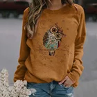 Футболка женская с длинным рукавом, модный Повседневный пуловер с 3D-принтом милой совы, Топ оверсайз в стиле Харадзюку, на осень-зиму
