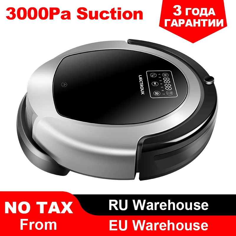 LIECTROUX B6009 Робот Пылесос wifi гироскоп Навигация картография влажная и сухая уборка Бак Для Воды,батарея литиевая,с танком для воды сенсорный экран, фильтр HEPA,моющий,авто подзарядка для дома щетка мощность