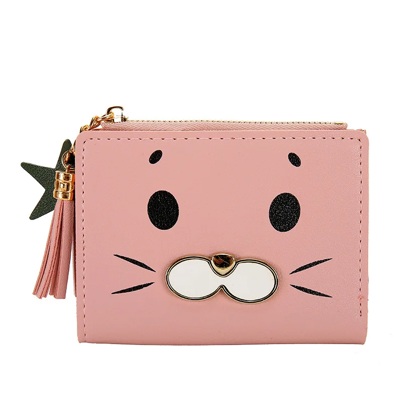 

2021 Cartoon Lovely Women's Wallet Zipper Lady Short Wallet Women Luxury Brand Leather Wallets Portefeuille Card Holder Carteras