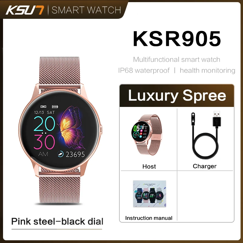 KSUN KSR905 Смарт-часы IP68 Водонепроницаемые часы из закаленного стекла фитнес-трекер монитор сердечного ритма спортивные мужские wo мужские умные часы - Цвет: KSR905-MP